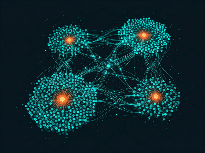 AI audience segmentation clusters with neural network connections