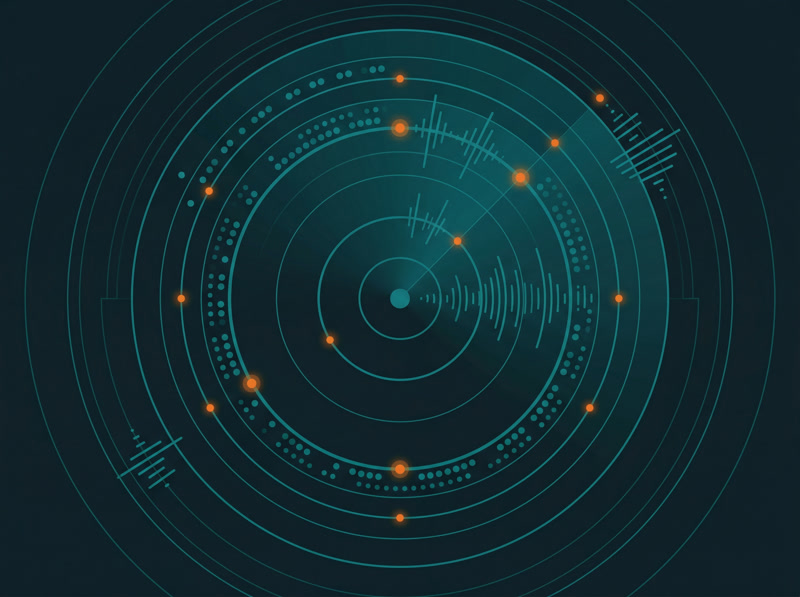 Consumer intent profiling data visualization showing behavioral signal radar